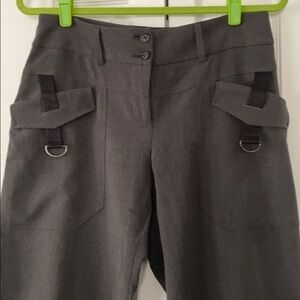 Ronen Chen Khaki and Black Bow Capri Pants Made in Israel Military Style